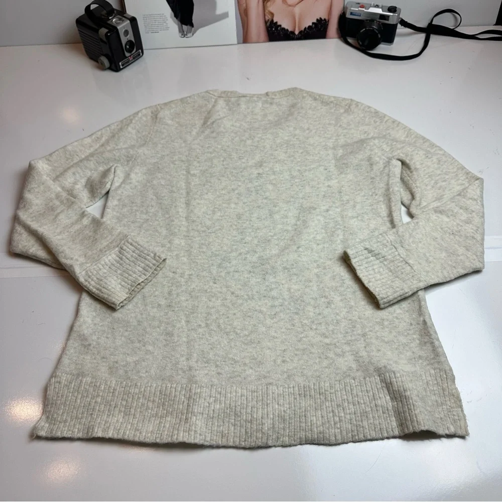 J.Crew Cream Marled Crewneck Sweater Women’s M Cotton Blend Classic Knit